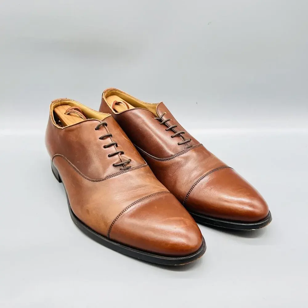 To Boot New York Shoes Mens 10.5 Brown Leather Adam Derrick Cap Toe Oxford Dress